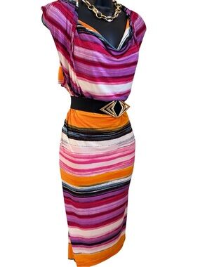 Calvin Klein Pink and Purple Striped Dress